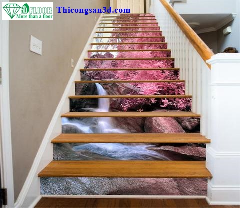 Cầu thang với suối nước