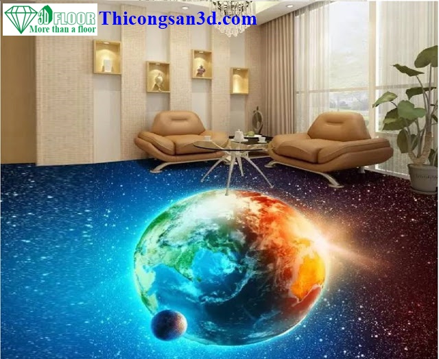 Sàn 3D vũ trụ cho phòng khách 
