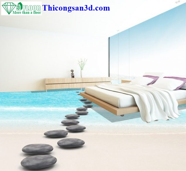 Phòng ngủ với biển xanh và cát trắng
